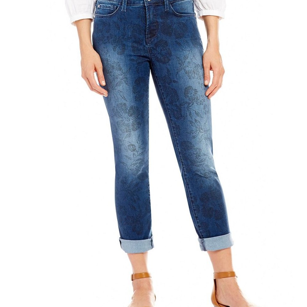NYDJ Alina Floral Print Roll Cuff Jeans Size 20